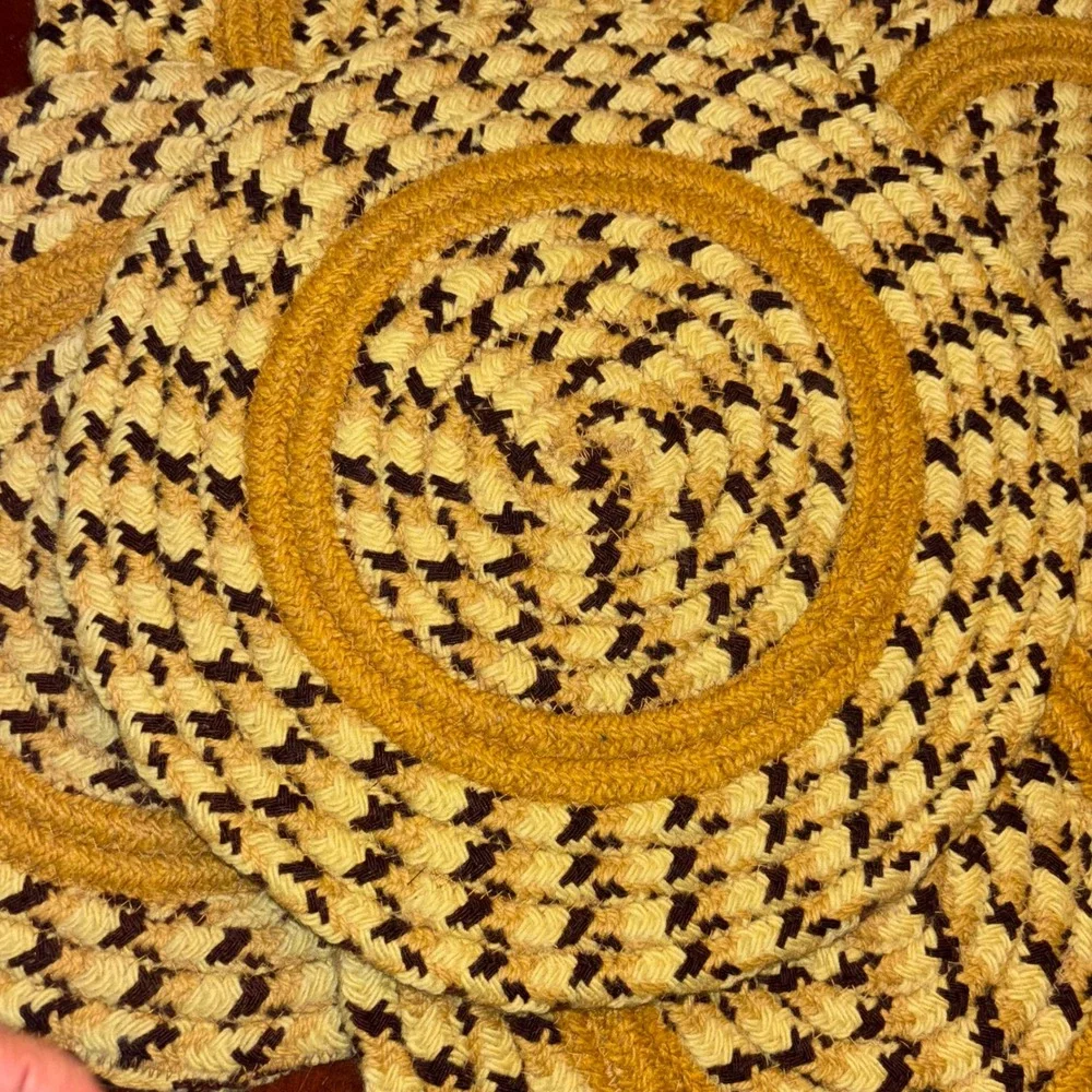 Braided Round Placemats |‎ Set of 5 | Yellow Brown | Kitchen Table Decor